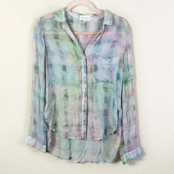 Bella Dahl Tie-dye High/low Button Down Shirt In Etheral Pastel size Small - Picture 11 of 13